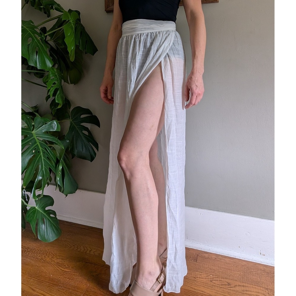 White Maxi Wrap Skirt Sarong Swimsuit Cover Up Long Beach Boho‎ Resort Vacation